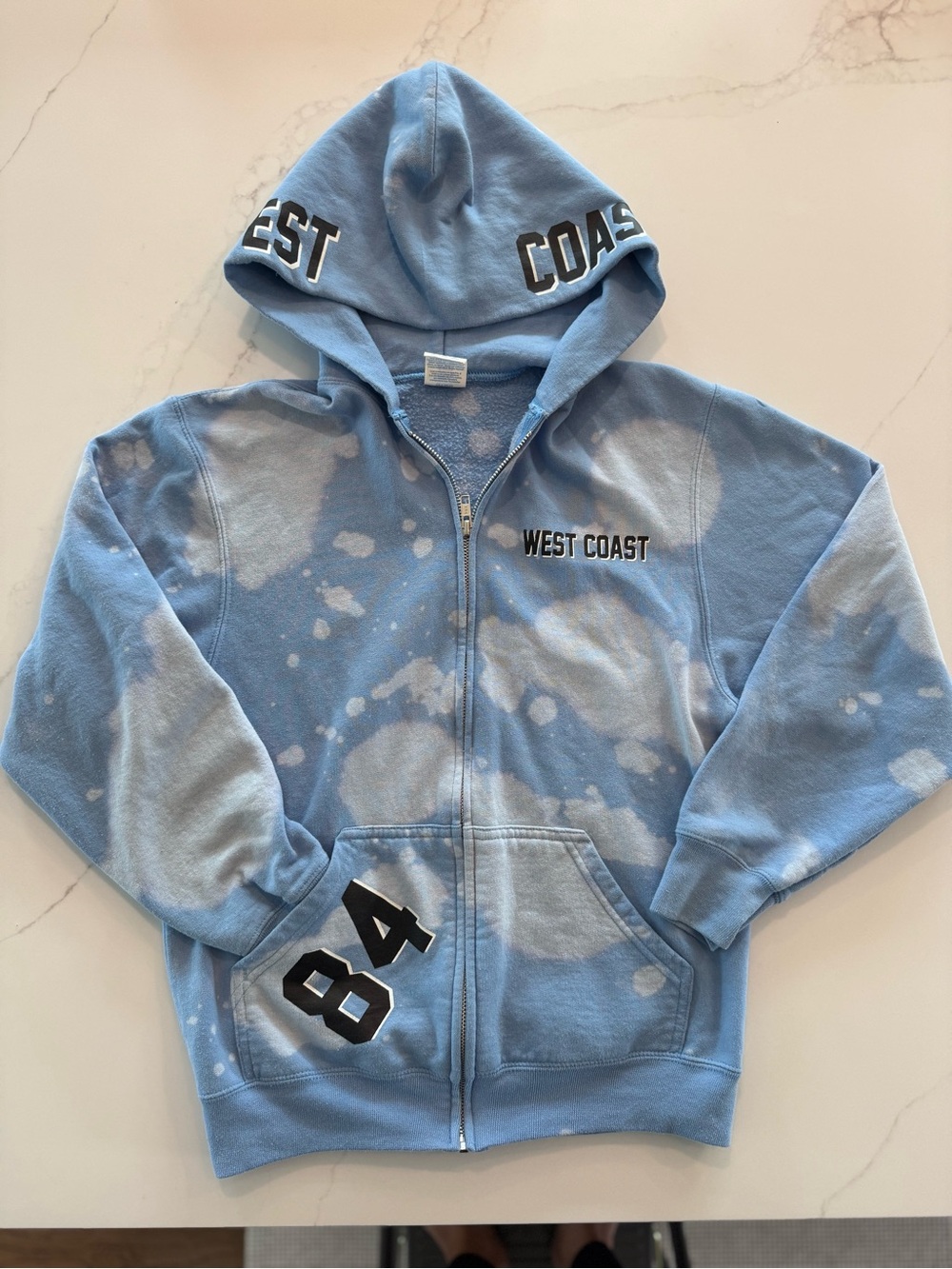 Port and Company Light Blue Tie-Dye Zip Hoodie - Kids